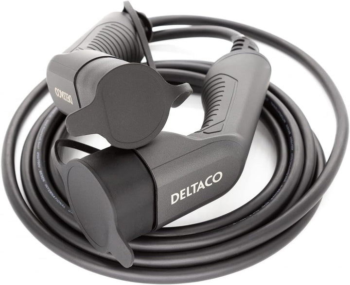DELTACO Typ 2 EV-Ladekabel für E-Autos und Hybrid Fahrzeuge, Elektroauto Charger Mennekes Kabel, Kom