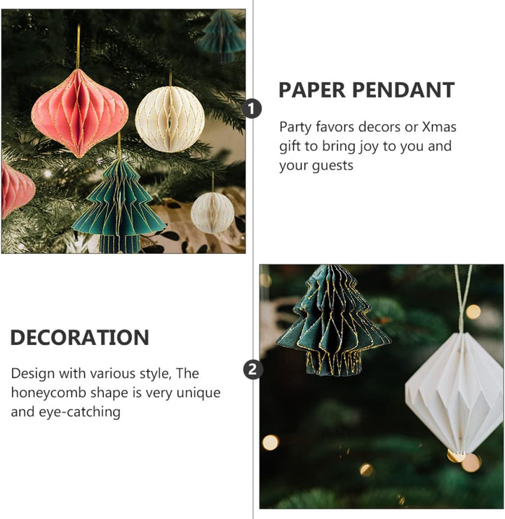 DOITOOL 9 Stücke Weihnachtsbaum Anhänger, Papier Waben Party Waben Kugeln, Baumschmuck Weihnachten,