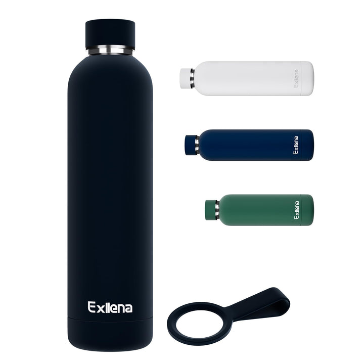 Exllena Edelstahl Trinkflasche 1l Hält Getränke 24 Stunden kalt/ 12 Stunden warm, Wasserflasche 1l 1