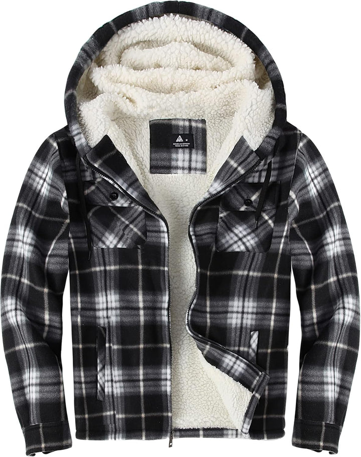 JACKETOWN Hemdjacke Kariertes Herren hoodies Flanelljacke Warm Thermohemd Herren Holzfäller Jacke Ve