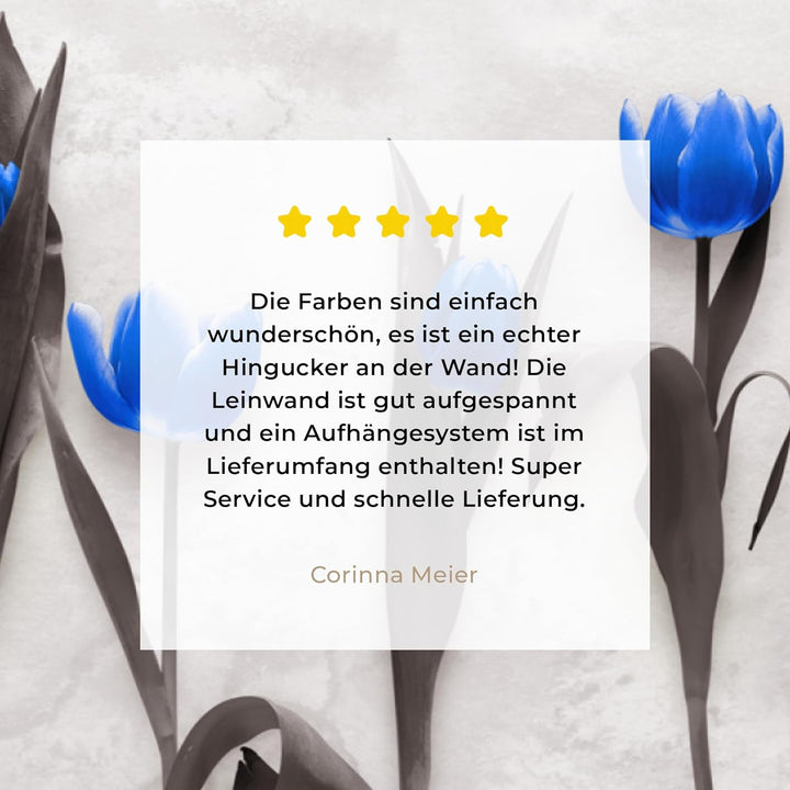 MuchoWow Leinwand Bilder, Einzigartige Wanddeko mit Rahmen, Blumen - Tulpen - Blau, Wandbilder Wohnz