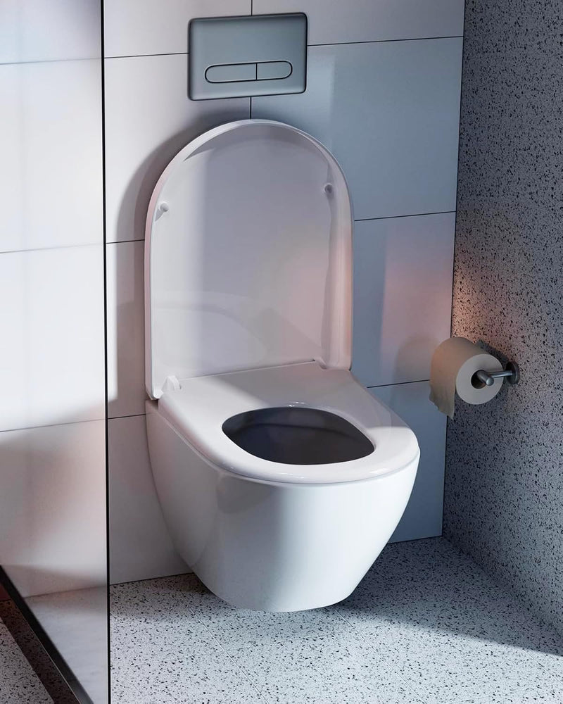 Pipishell Toilettendeckel, WC Sitz mit Absenkautomatik, Premium Klodeckel D-Form aus Duroplast, Klob