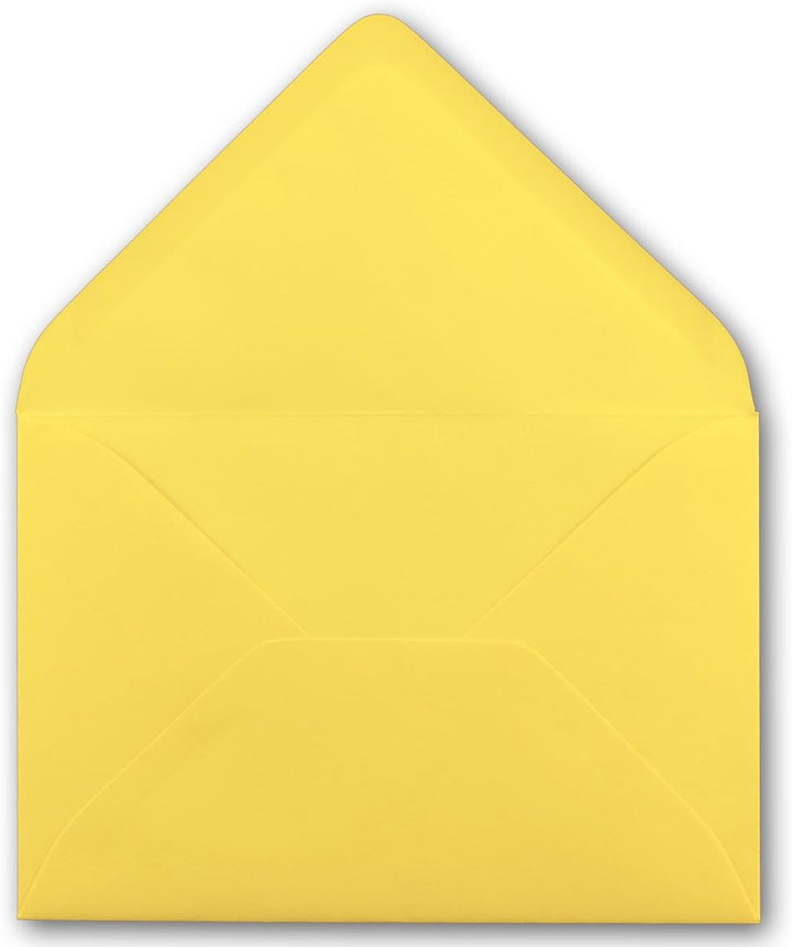 250x kleine Umschläge in Zitronengelb DIN C7 8,1 x 11,4 cm mit Spitzklappe und Nassklebung in 120 g/