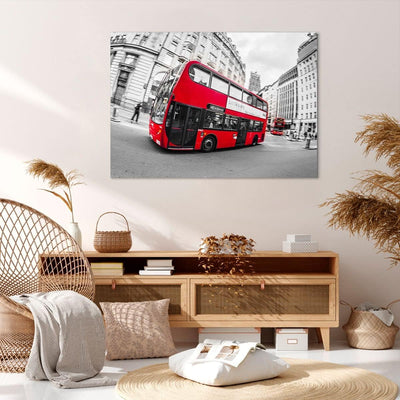 Bilder auf Leinwand 100x70cm Leinwandbild Bus London Reise Tourismus Gross Wanddeko Bild Schlafzimme