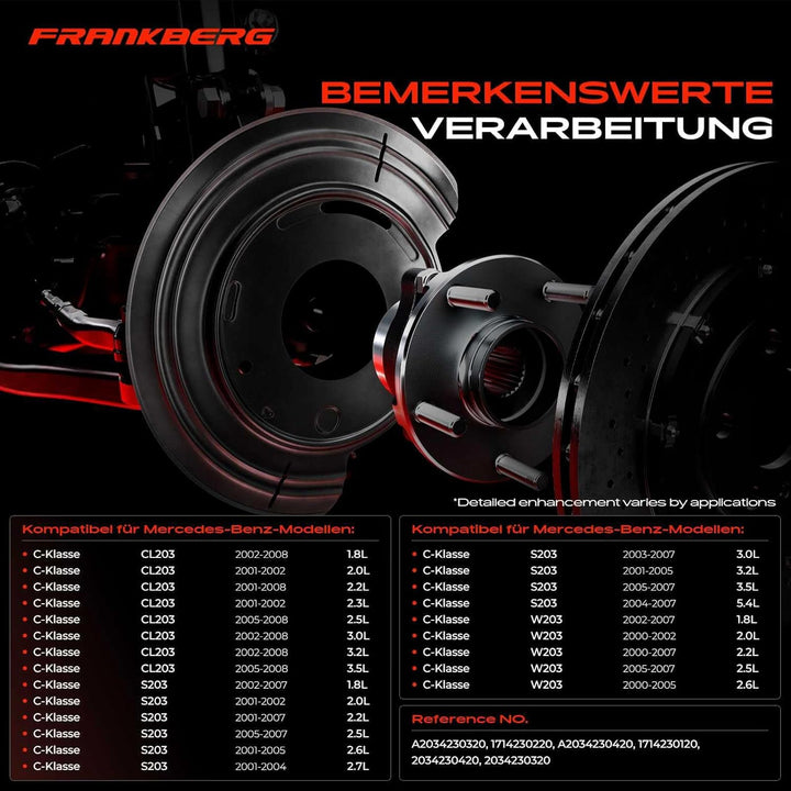 Frankberg 2x Ankerblech Bremsscheibe Hinten Kompatibel mit C-Klasse W203 S203 CLC-Klasse CL203 CLK C