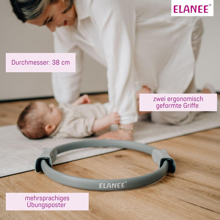 ELANEE Pilates-Ring mit rutschfesten Griffen zur Kräftigung der Beckenboden-, Bauch-, und Rückenmusk