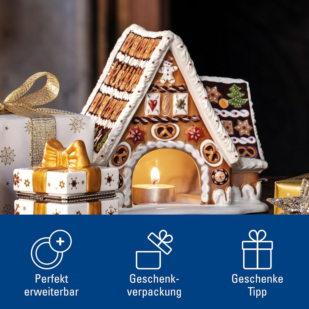 Villeroy und Boch Christmas Toys Spieluhr "Lebkuchenhaus", Porzellan, Weiss/Beige