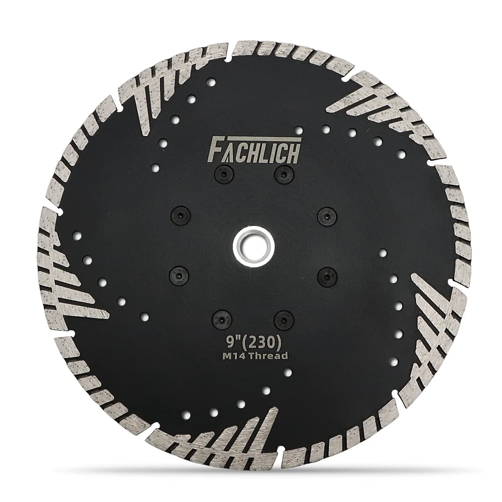 FACHLICH Diamant-Trennscheibe 230mm mit Turbo Schrägen Schutzzähnen für Beton Backstein Fliese Grani