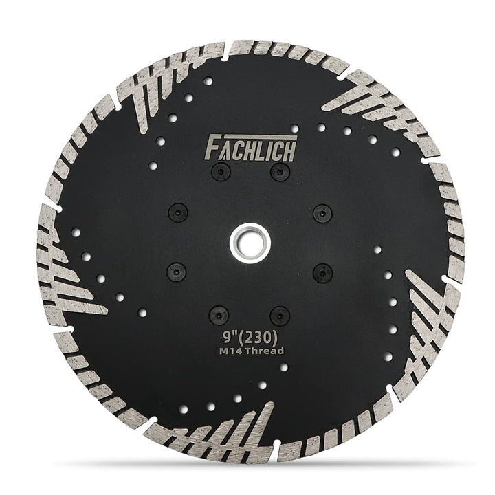 FACHLICH Diamant-Trennscheibe 230mm mit Turbo Schrägen Schutzzähnen für Beton Backstein Fliese Grani