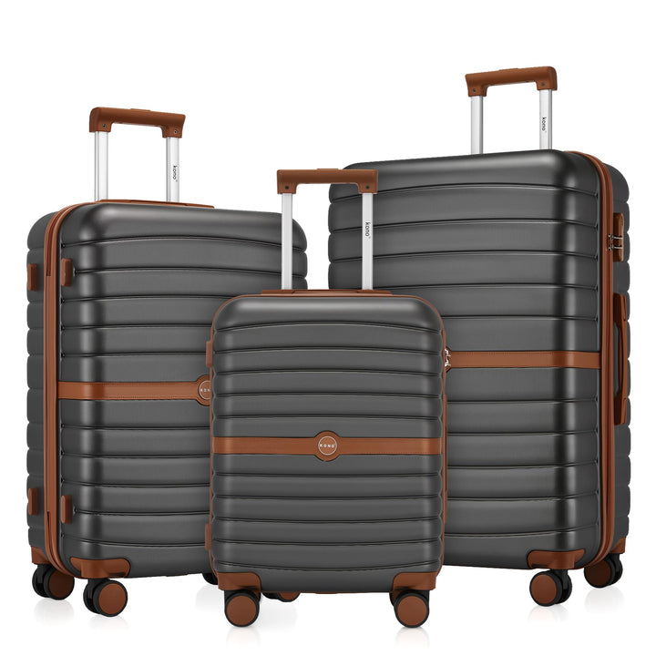 KONO Koffer Reisekoffer Trolley Kofferset 3 Teilig von ABS+PC Hartschalenkoffer mit Zwillingsrollen