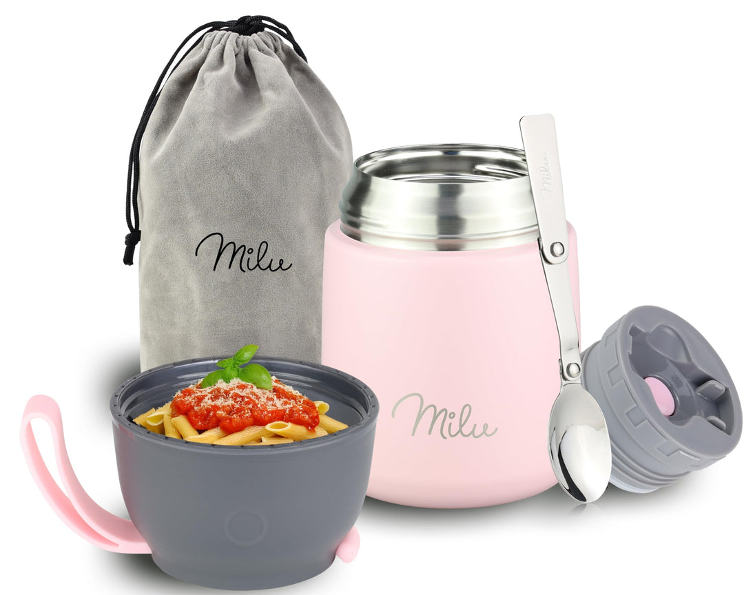 Milu® Thermobehälter 450, 650ml | Edelstahl Warmhaltebehälter | Essensbehälter | Speisegefäss Babyna