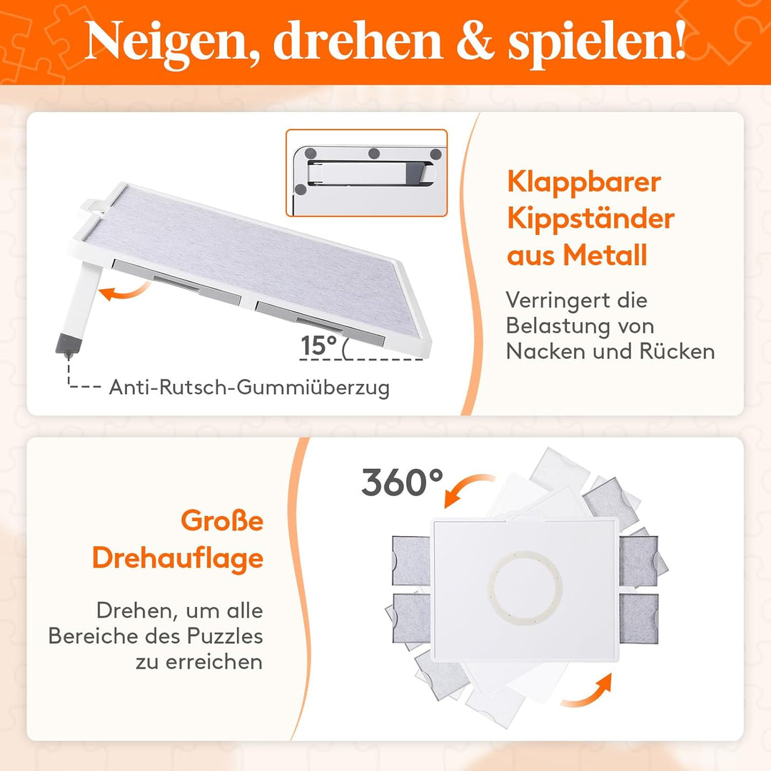 Lifewit 1500 PCS Drehbares Puzzlebrett mit 4 Schubladen/Abdeckung,88,9 x 68.5cm Tragbarer Puzzlebret