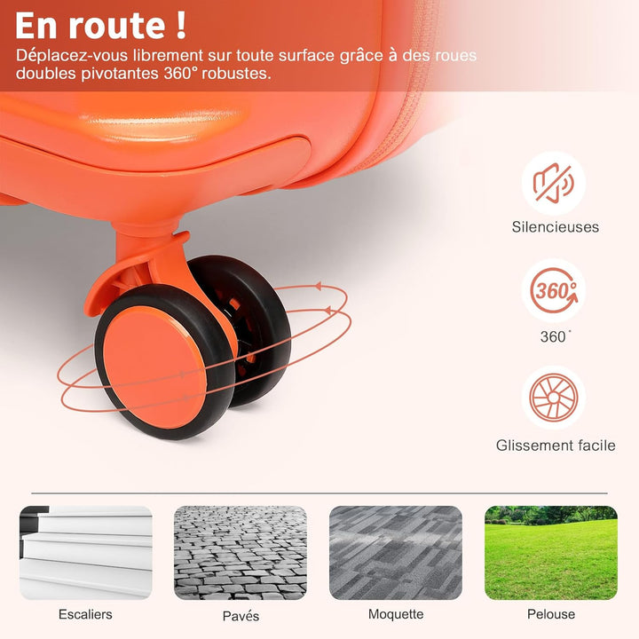 British Traveller Reisekoffer Set Handgepäck Koffer Hartschalenkoffer ABS+PC mit 8 Spinnerräder Roll
