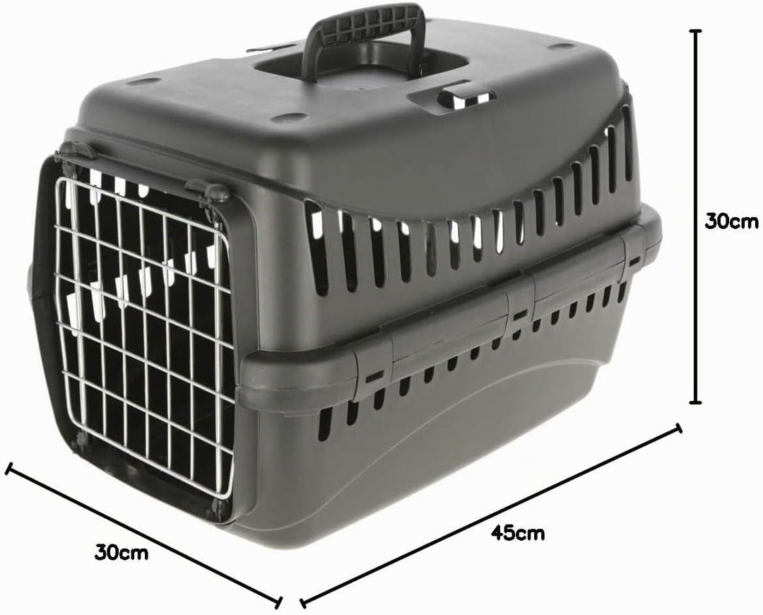 Kerbl Pet Transportbox Expedion ECO, 45x30x30cm, schwarz, für Tiere bis 6kg, recycelter Kunststoff,