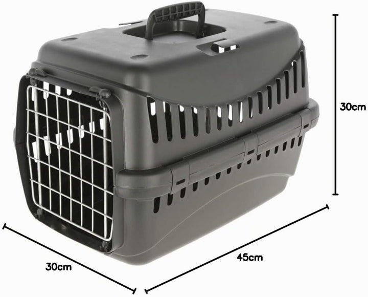 Kerbl Pet Transportbox Expedion ECO, 45x30x30cm, schwarz, für Tiere bis 6kg, recycelter Kunststoff,
