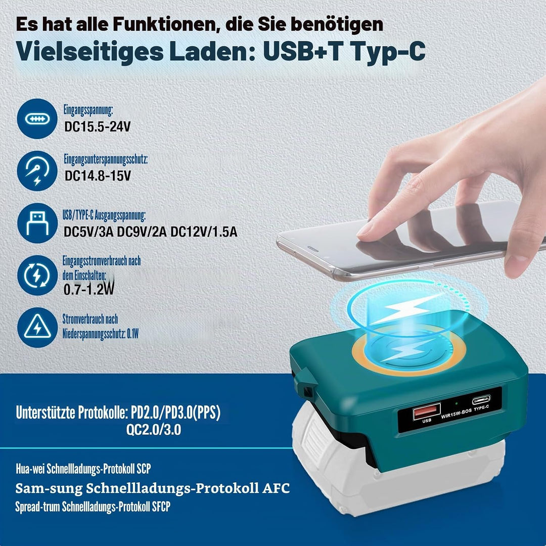 Handy Wireless Ladegeräte für Bosch Professional 18V System Batterie GBA 18V Batterien, 15W Handy La