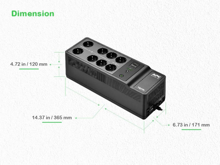 USV APC für zu Hause, USV-Backup-Akku 1050VA mit AVR, 8X UNEL Steckdosen, (2) USB-Ladeanschlüsse, Ba