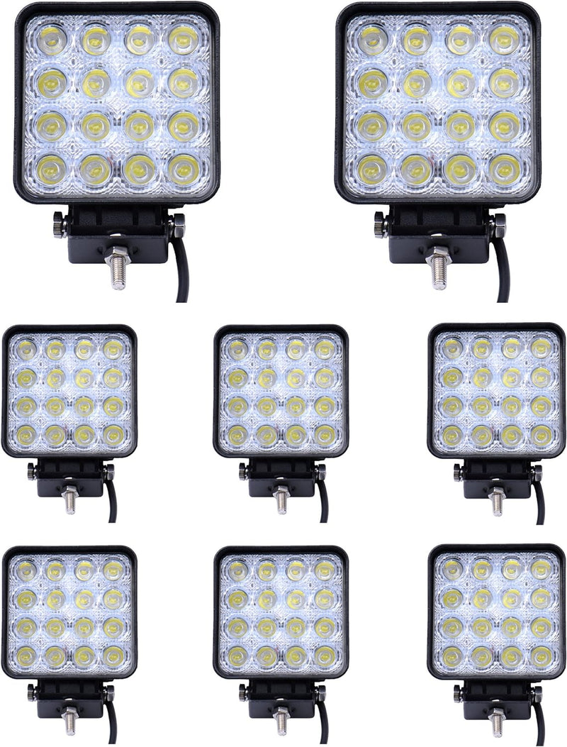 Greenmigo 8x 48W Led Scheinwerfer Offroad Lampe Flood Arbeitsscheinwerfer LED Arbeitslicht 12V 24V Z