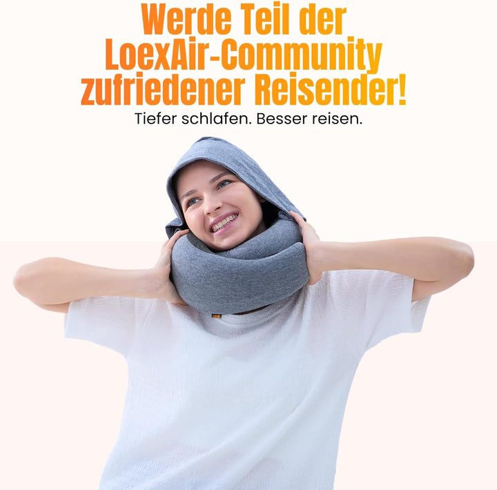 Nackenkissen Flugzeug, Reisekissen für Flugzeug, Auto - 100% Baumwolle & Memory-Schaum Nackenhörnche