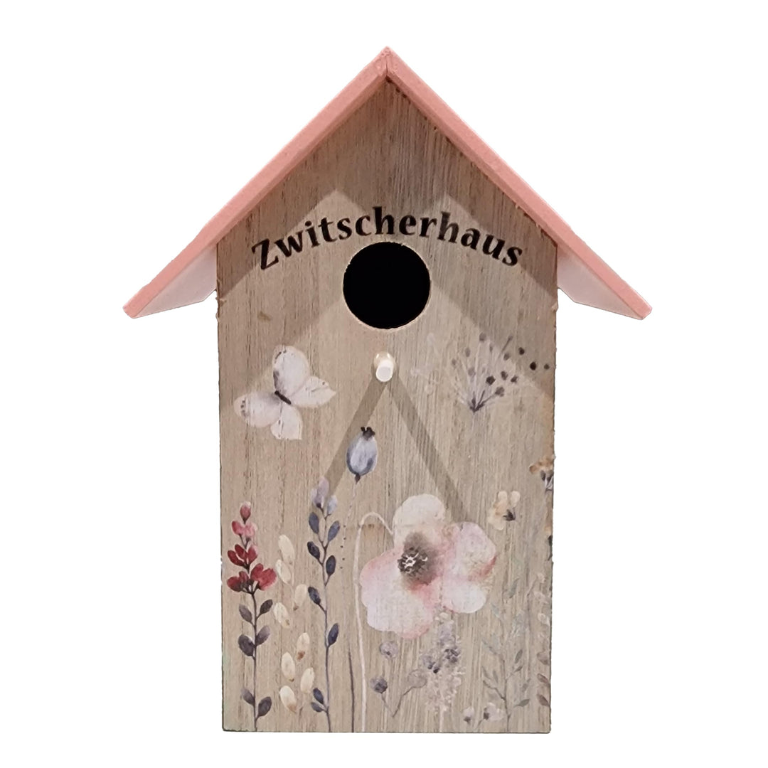 Nistkasten, versch. Ausführungen, 22 x 12 x 16 cm, aus Holz (Rosa Dach, 22 x 12 x 16 cm) Rosa Dach 2