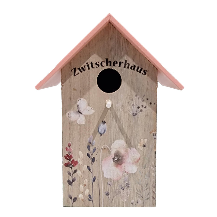 Nistkasten, versch. Ausführungen, 22 x 12 x 16 cm, aus Holz (Rosa Dach, 22 x 12 x 16 cm) Rosa Dach 2