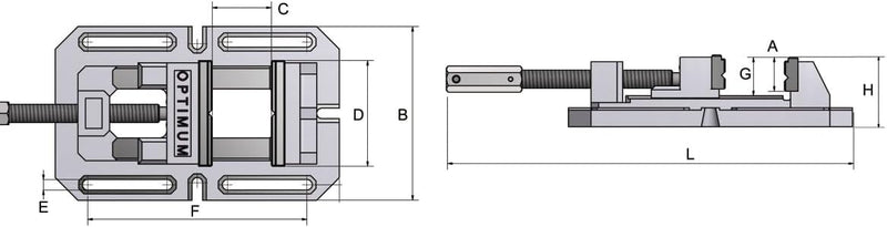 Optimum Bohrmaschinenschraubstock BSI 200 (Backenbreite, Spannweite 200 mm, Prismenbacken), 3000220