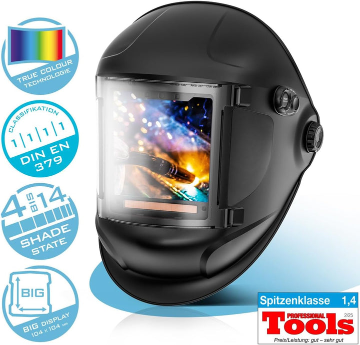 STAHLWERK Automatik-Schweisshelm TITAN 3-in-1 Schweisserhelm | Schweissermaske mit True-Colour-Echtf