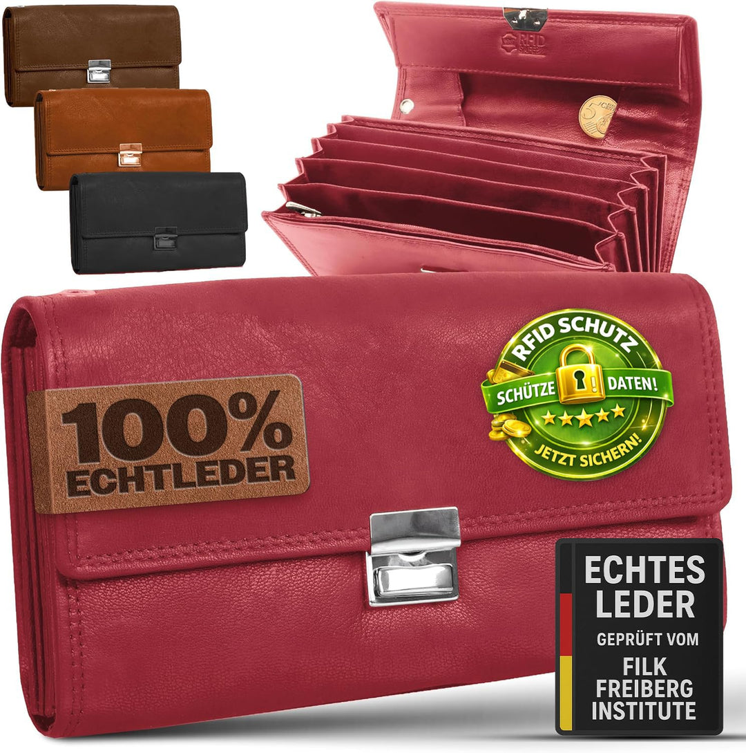 Profi Kellner Geldbörse Profi 100% Wasser Büffel [2026] Echt Leder RFID (18,5 x 9,5 x 4,5cm BxHxT) G