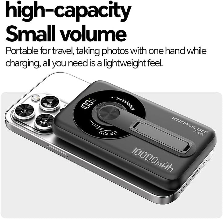 KONFULON Powerbank für Magsafe 10000mAh, 15W Qi Wireless & 22.5W USB-C Fast Charging, Ultra-Kompakt