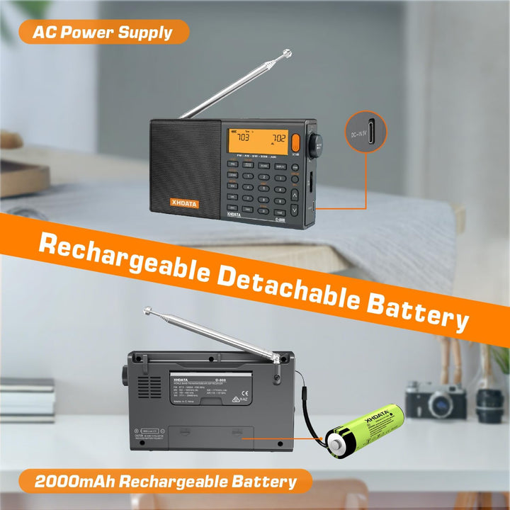 XHDATA D-808 Tragbares Digitales Radio UKW-Stereo/KW/MW/LW SSB RDS Air Band Multi-Band-Radio Lautspr