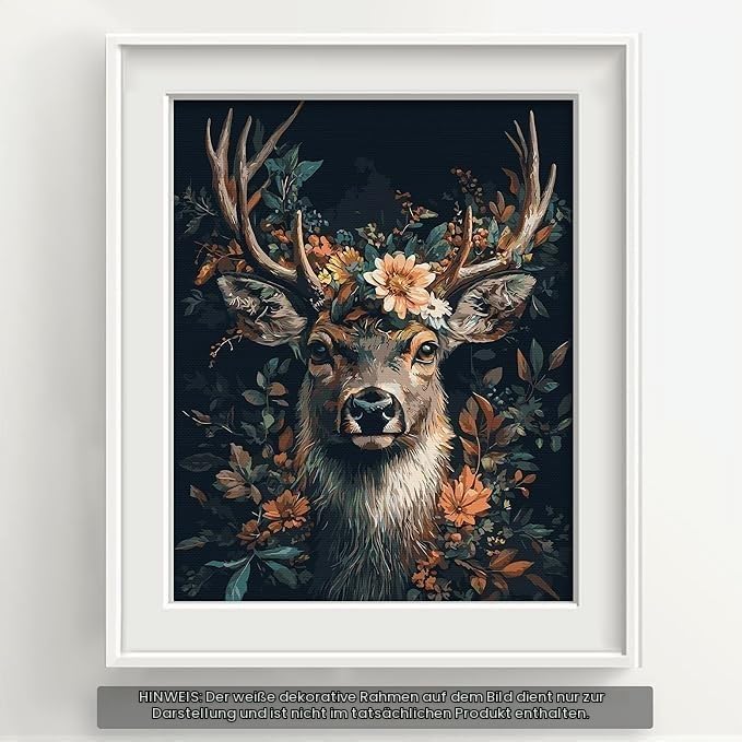 Bougimal Malen Nach Zahlen Erwachsene Tier Mit Rahmen inklusive Pinsel und Acrylfarben - 40 x 50 cm,