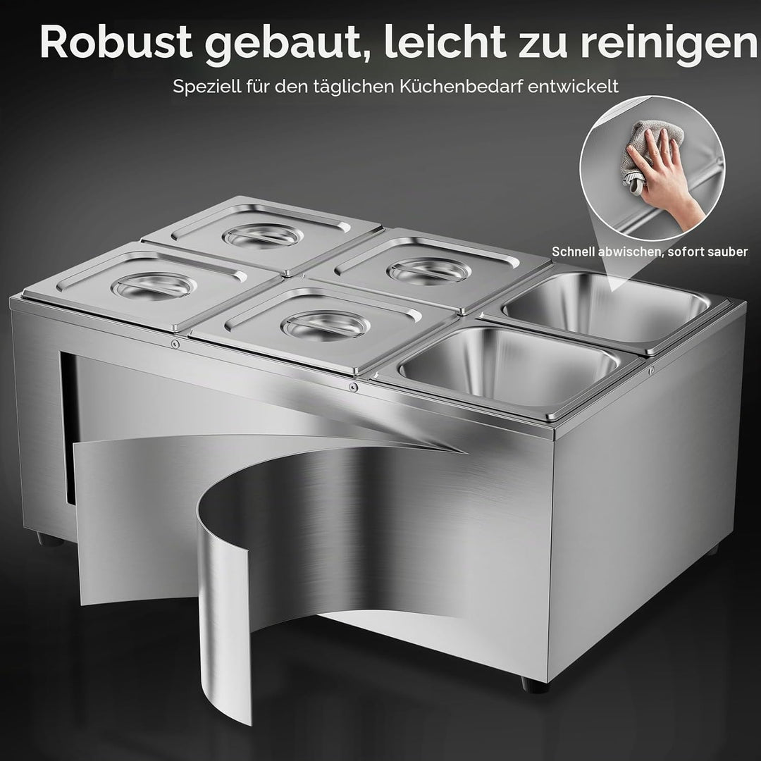 TAIMIKO Elektrisches Badezimmer, Edelstahl, 220 V, professionelle Speisew?rmer, Bain Marie mit 6 F?C