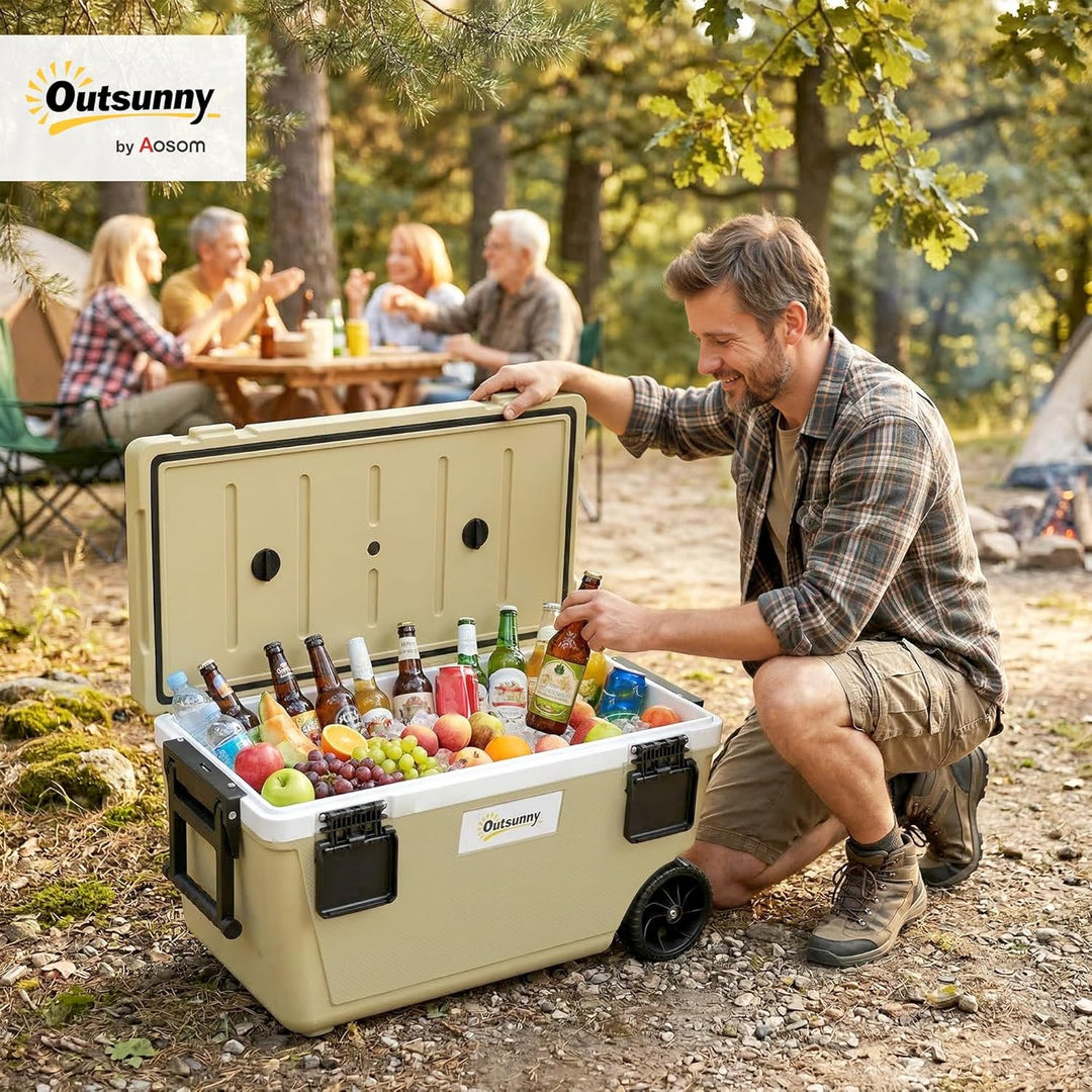 Outsunny Kühlbox 70L Grosse Passive Thermobox bis zu 72 Std. Kühlung, mit PU-Vollschaumisolierung Rä