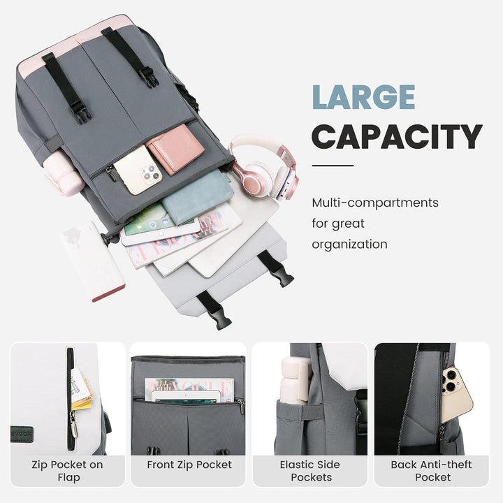 LOVEVOOK Rucksack Damen Elegant 15.6 Zoll Laptop Rucksack Wasserdicht Schultasche Mädchen Schulrucks