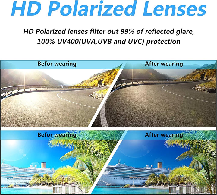 PUKCLAR Herren Sonnenbrille Polarisierte Sportbrille Radsportbrillen Fahrerbrille Damen UV400 Schutz