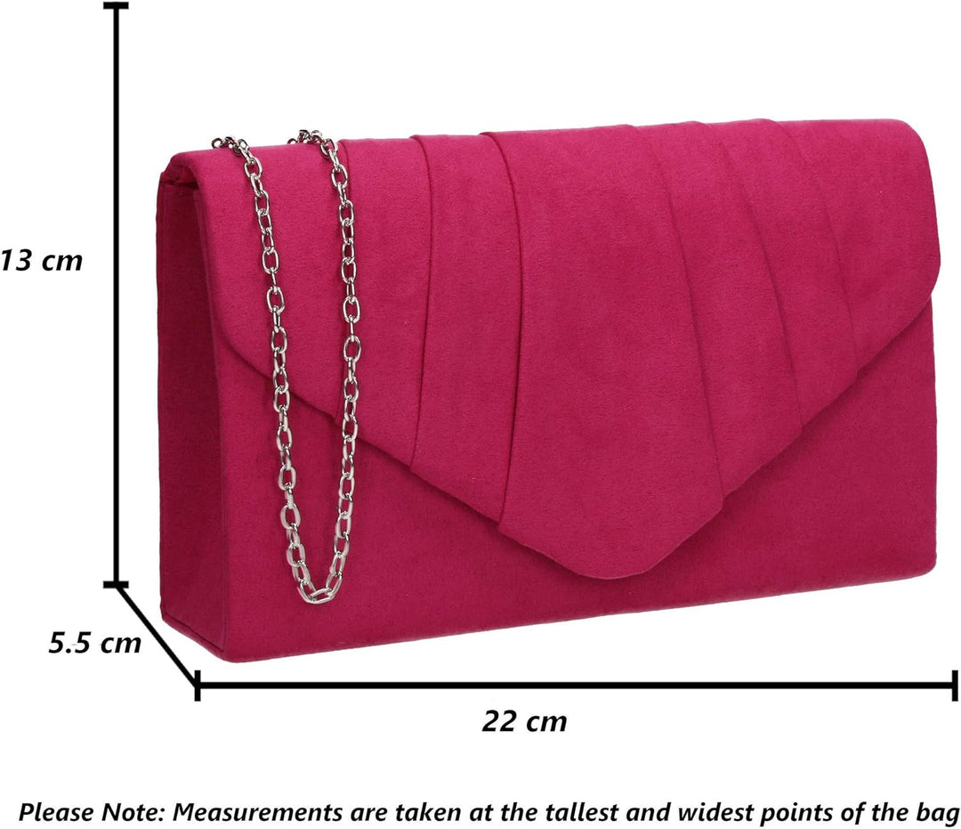 SwankySwans Iggy Suede Velvet Envelope Party Prom Clutch Bag Tasche Rosa (Fuchsia), Rosa (Fuchsia)
