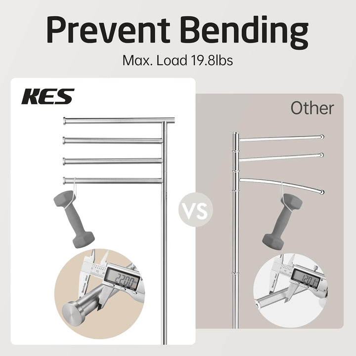 KES Handtuchhalter Stehend Handtuchhalter 4 Armig Schwenkbar Handtuchständer Freistehend Marmor Bad