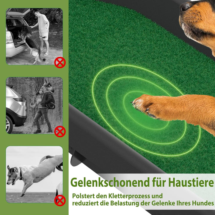 Hunderampe Auto klappbar 156 x 40cm Kunststoff Anti-Rutsch Autorampe Kofferraumrampe für Haustiere H
