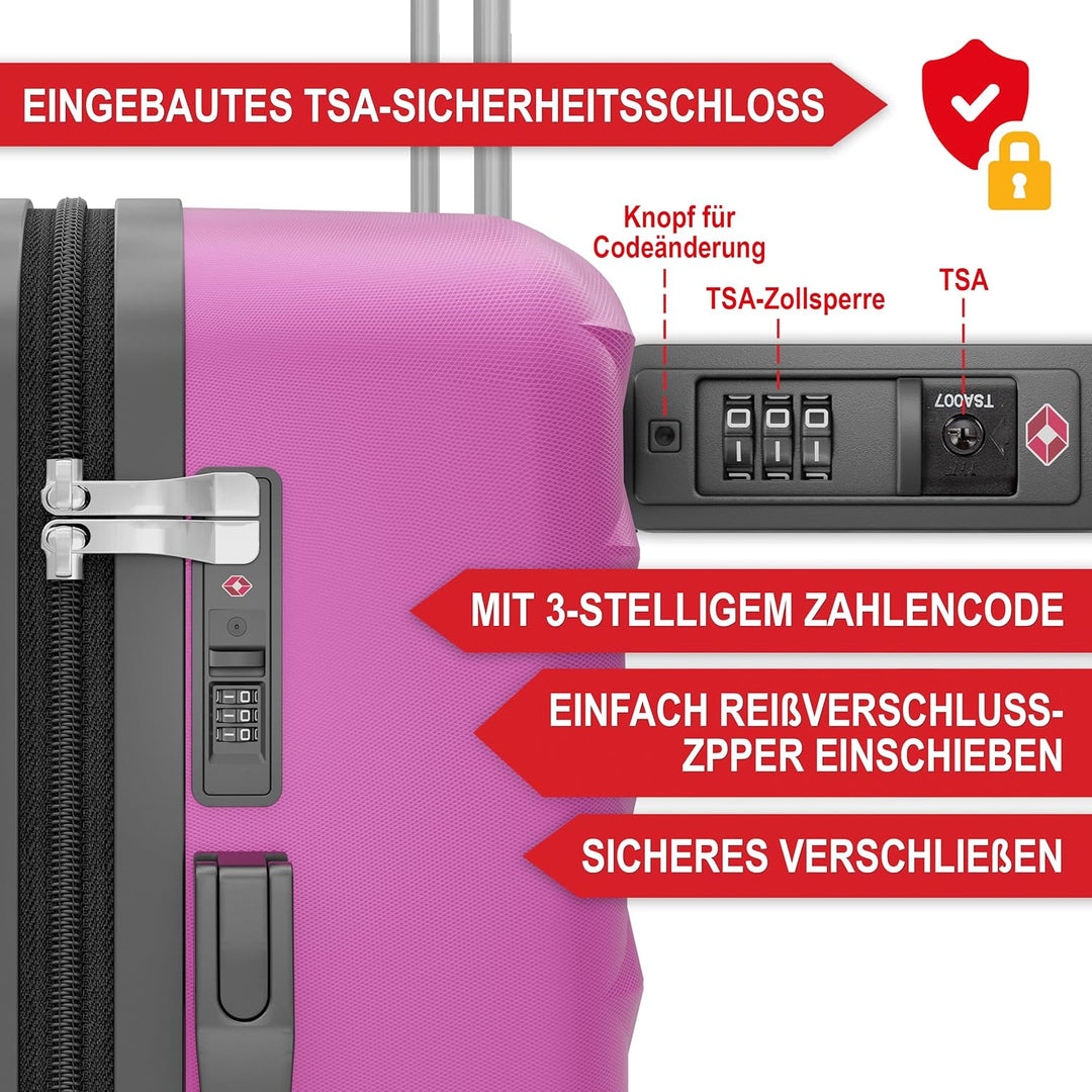 Premium Kofferset 4-TLG – Hartschalen Trolleys mit TSA-Lock, USB-Anschluss – Plus 1x Kofferwaage, 2X