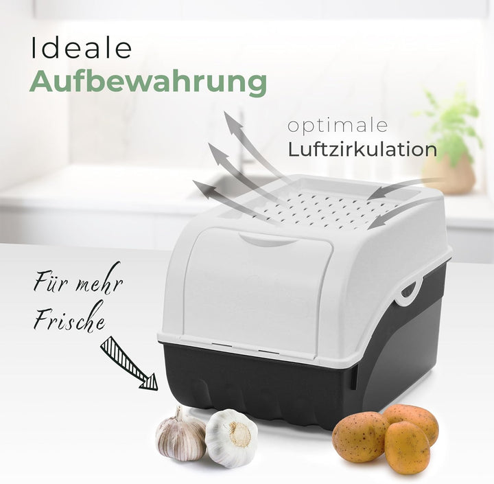 Novaliv Kartoffel Aufbewahrungsboxen Set | 3,5L + 5L + 9L | Weiss | Kartoffelboxen | Gemüseboxen sta