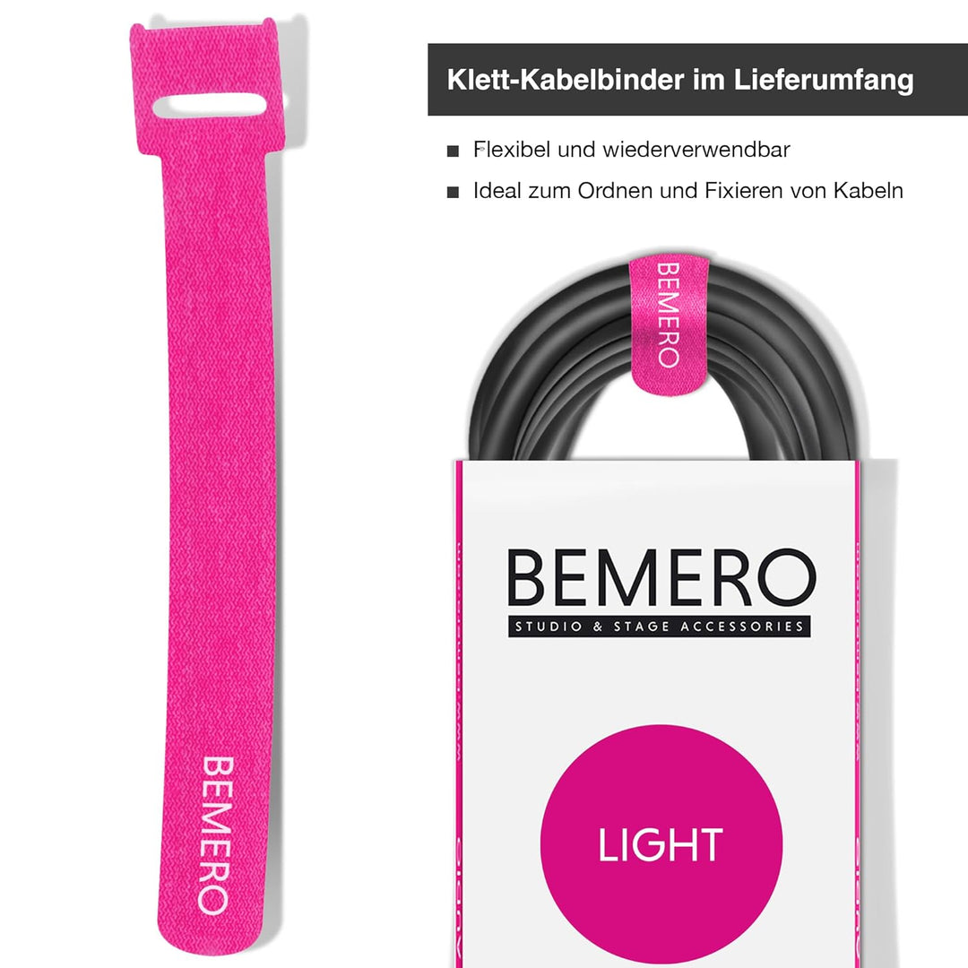 BEMERO DMX-Kabel, Lichtkabel, 3-Pin XLRf auf XLRm, 110 Ohm, 12 m, schwarz, 12 m