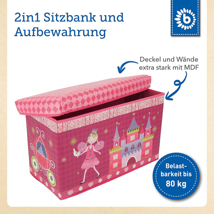 Bieco Aufbewahrungsbox mit Deckel | 60L, faltbar | ca. 60x30x35cm | Spielzeugkiste mit Deckel | Aufb