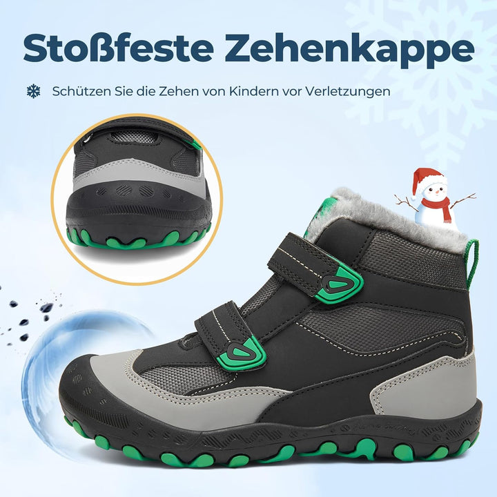 Mishansha Kinder Outdoor Winterschuhe Warm Gefüttert Winterstiefel, Gr.24-38 24 EU Öl Schwarz, 24 EU