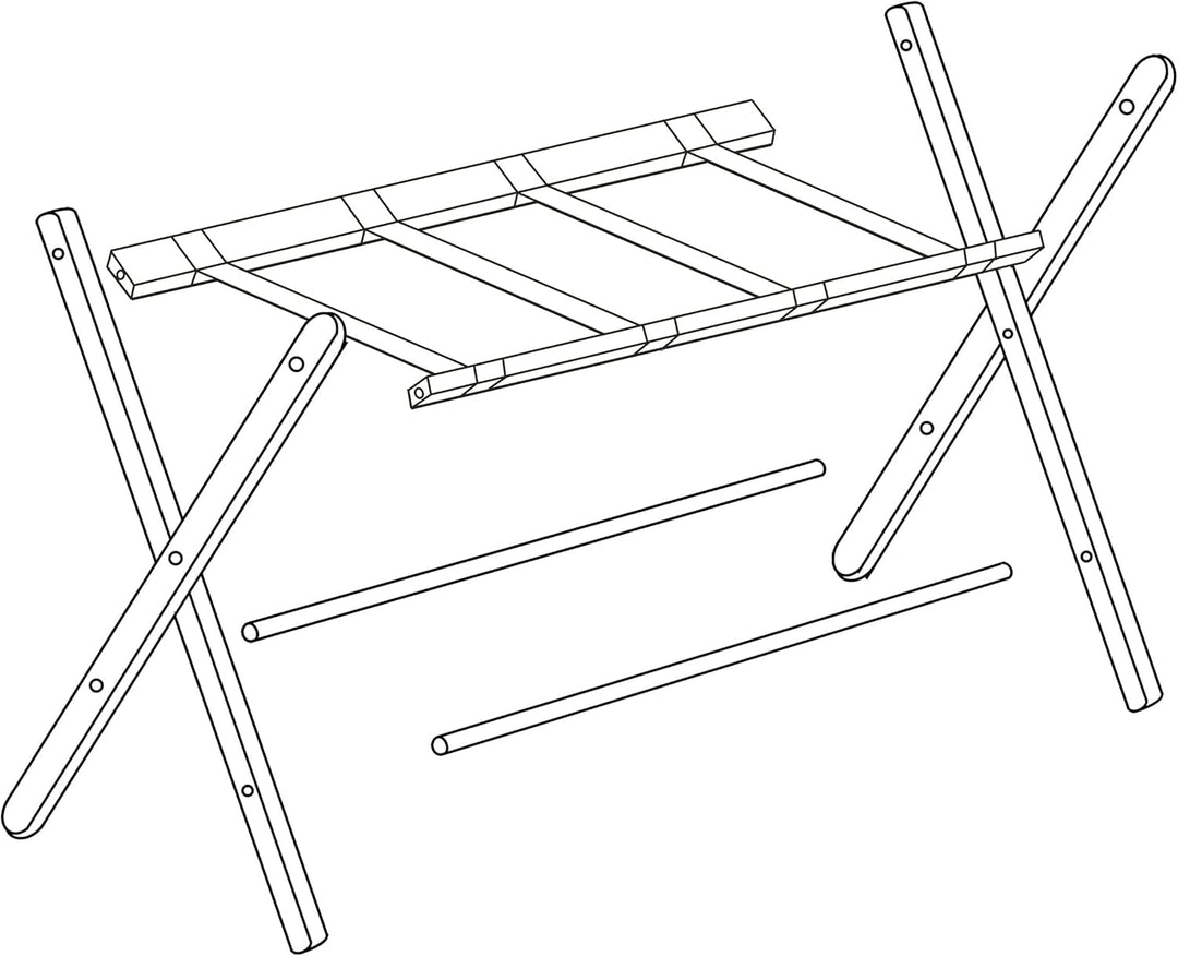 Relaxdays Kofferständer, klappbar, Holz, HxBxT: 52 x 68 x 47 cm, Gepäckständer mit Wäschesack, Hotel