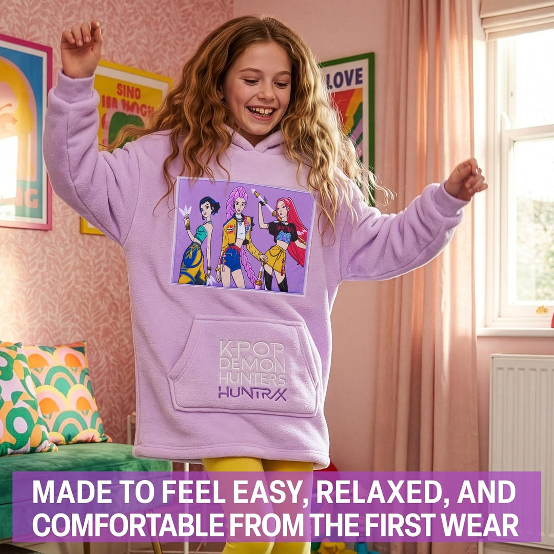 KPop Demon Hunters Offiziell Hoodie Mädchen Teenager 6-14 Jahre, Weicher Oversize Poncho Mit Känguru