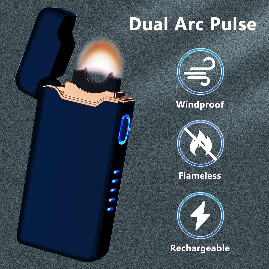 Elektrisches Feuerzeug Plasma Feuerzeug USB-C Wiederaufladbar mit Metallgehäuse Ladestandsanzeige fü