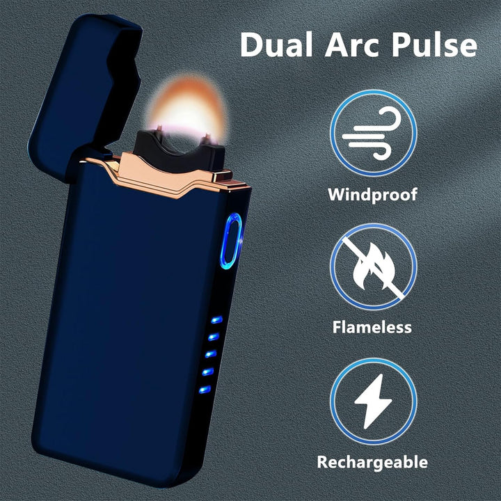 Elektrisches Feuerzeug Plasma Feuerzeug USB-C Wiederaufladbar mit Metallgehäuse Ladestandsanzeige fü