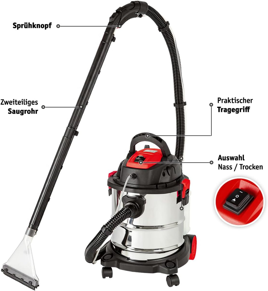 WALTER Waschsauger 1600 W, Polsterreiniger, Teppich-Reinigungsmaschine, Nasssauger, Trockensauger, s