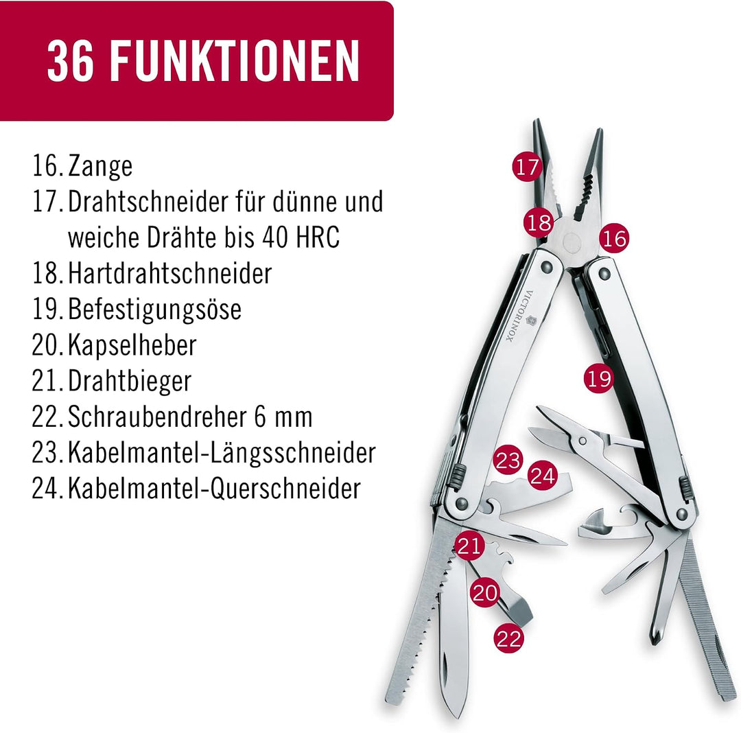 Victorinox Multifunktionswerkzeug Swiss Tool Spirit X Plus Ratchet, 36 Funktionen, Swiss Made, Multi