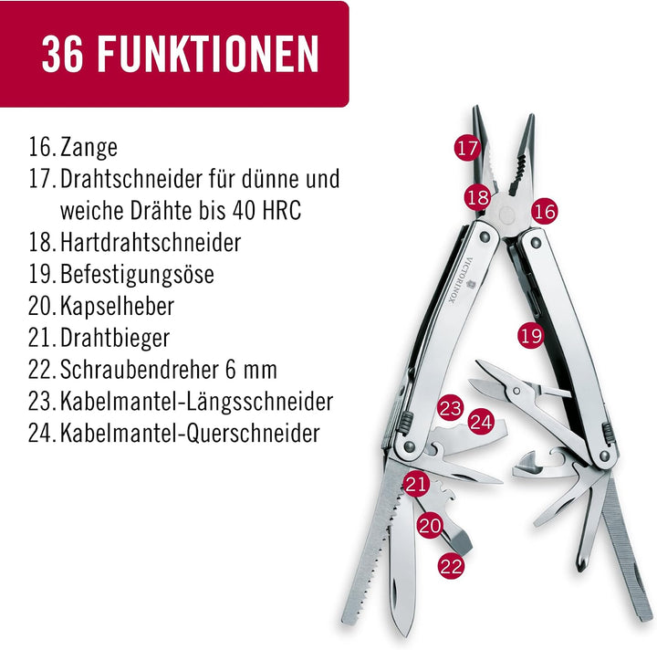 Victorinox Multifunktionswerkzeug Swiss Tool Spirit X Plus Ratchet, 36 Funktionen, Swiss Made, Multi
